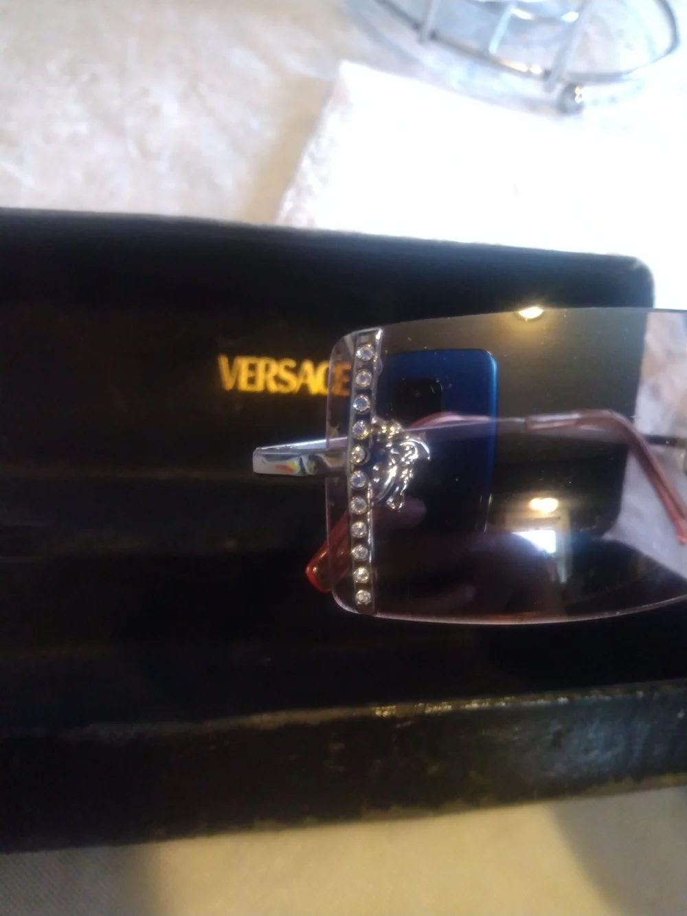 Versace MOD N29/H Shield Sunglasses Purple Rose Gradient Crystal Medusa 66-14-12